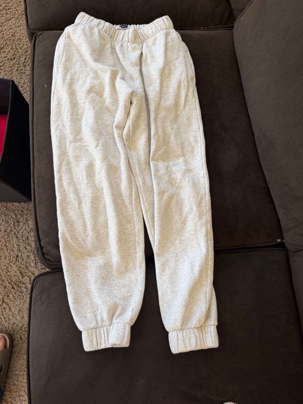GAP Light Gray Kids Fleece Joggers with Elastic Cuffs
